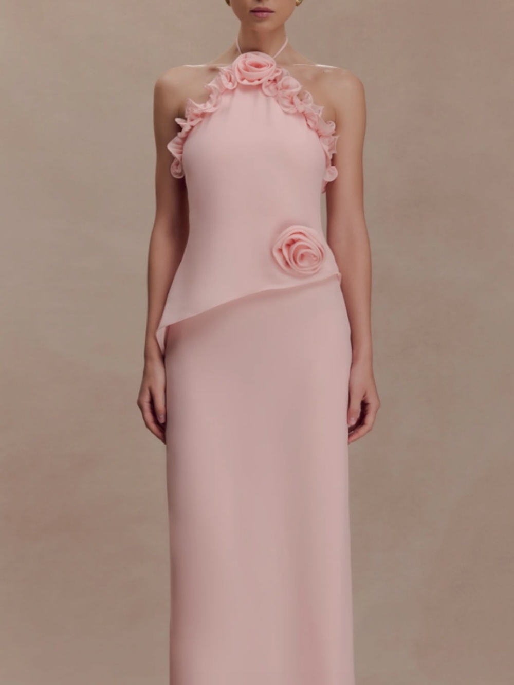 NWT Melissa Chiffon Flower Maxi Dress Baby Pink Size Small